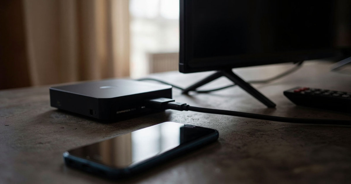 ТВ-приставка, подключённая к телевизору кабелем HDMI