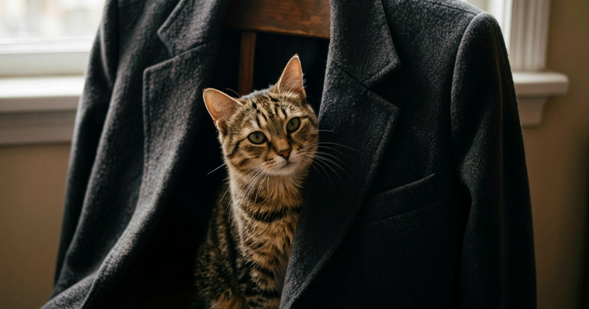 Липкий валик убирает шерсть кота с одежды
